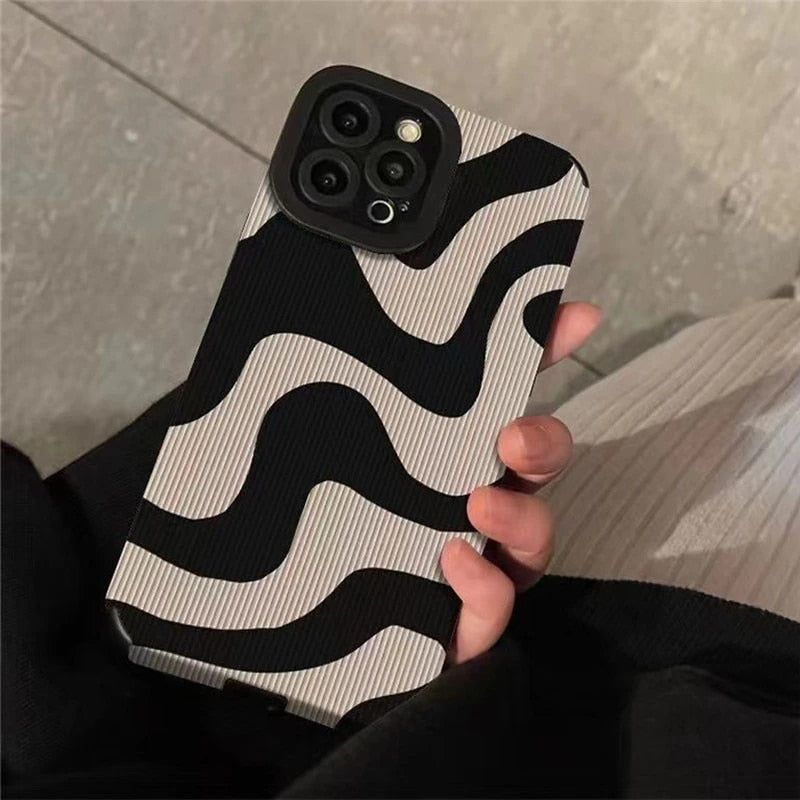Luxury Zebra Stripe Pattern Cute Phone Cases for iPhone 14 Pro Max, 13, 12, 11, XS, XR, Xs Max, 7, 14 Plus - Touchy Style .