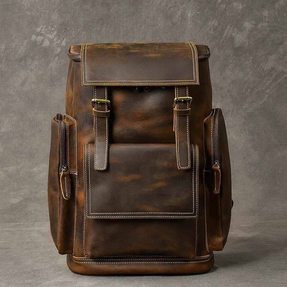 M814 Cool Backpack - Vintage Leather Hiking Bag For Men&