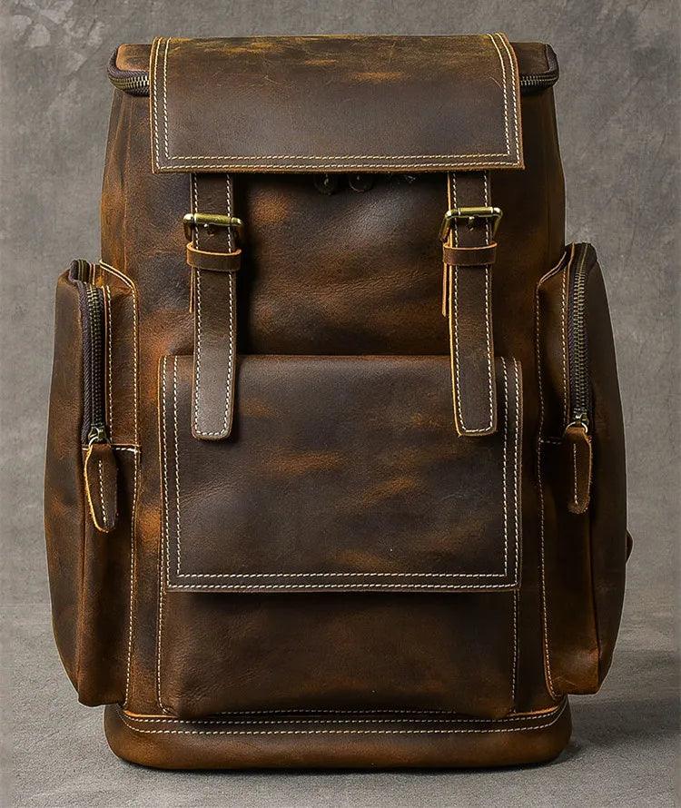 M814 Cool Backpack - Vintage Leather Hiking Bag For Men&