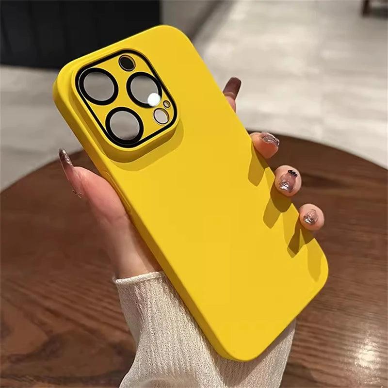 Matte Hard PC Lens Glass Full Protection Cute Phone Case for iPhone 12, 13, 14 15 Pro Max Cover - Touchy Style .