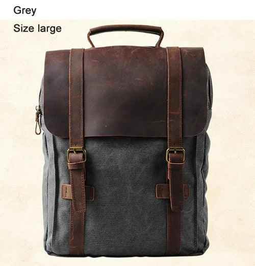 MBCB418 Cool Backpack - Fashion Leather Canvas School Bag - Touchy Style