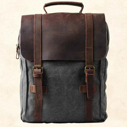 MBCB418 Cool Backpack - Fashion Leather Canvas School Bag - Touchy Style