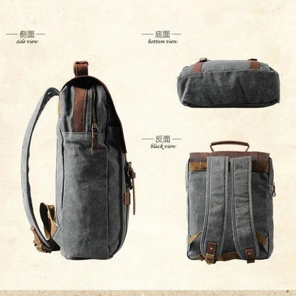 MBCB418 Cool Backpack - Fashion Leather Canvas School Bag - Touchy Style