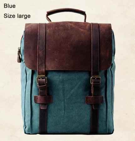 MBCB418 Cool Backpack - Fashion Leather Canvas School Bag - Touchy Style