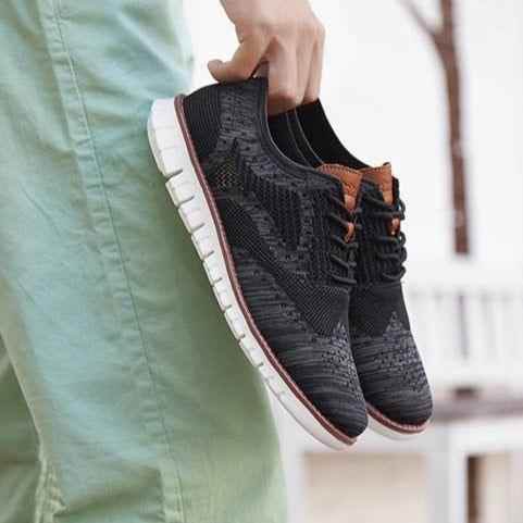 Men's Casual Shoes Lace up lightweight British Dress Footwear Breathable Knitted Mesh Flats - Touchy Style .