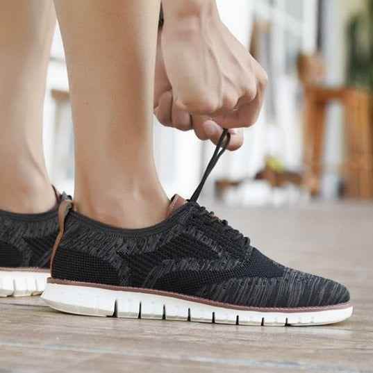Men's Casual Shoes Lace up lightweight British Dress Footwear Breathable Knitted Mesh Flats - Touchy Style .
