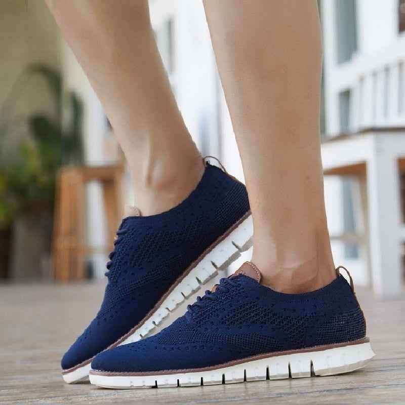 Men's Casual Shoes Lace up lightweight British Dress Footwear Breathable Knitted Mesh Flats - Touchy Style .