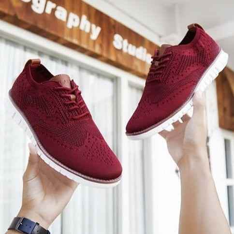 Men's Casual Shoes Lace up lightweight British Dress Footwear Breathable Knitted Mesh Flats - Touchy Style .