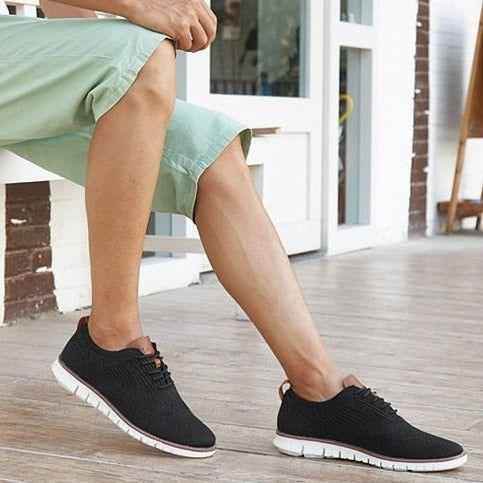 Men's Casual Shoes Lace up lightweight British Dress Footwear Breathable Knitted Mesh Flats - Touchy Style .