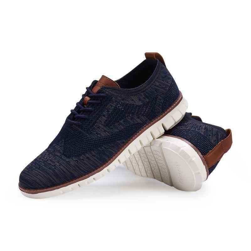 Men's Casual Shoes Lace up lightweight British Dress Footwear Breathable Knitted Mesh Flats - Touchy Style .