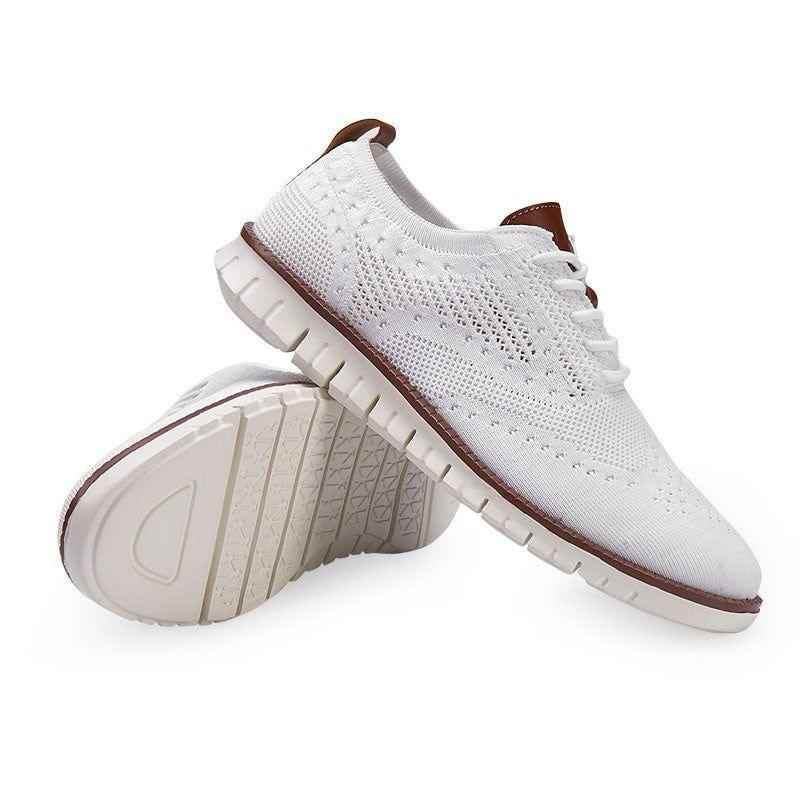 Men's Casual Shoes Lace up lightweight British Dress Footwear Breathable Knitted Mesh Flats - Touchy Style .