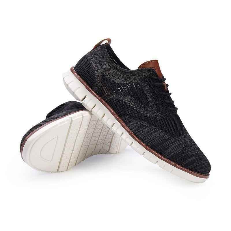 Men's Casual Shoes Lace up lightweight British Dress Footwear Breathable Knitted Mesh Flats - Touchy Style .