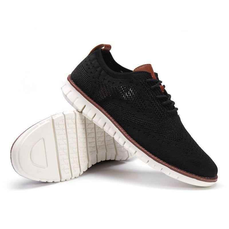 Men's Casual Shoes Lace up lightweight British Dress Footwear Breathable Knitted Mesh Flats - Touchy Style .