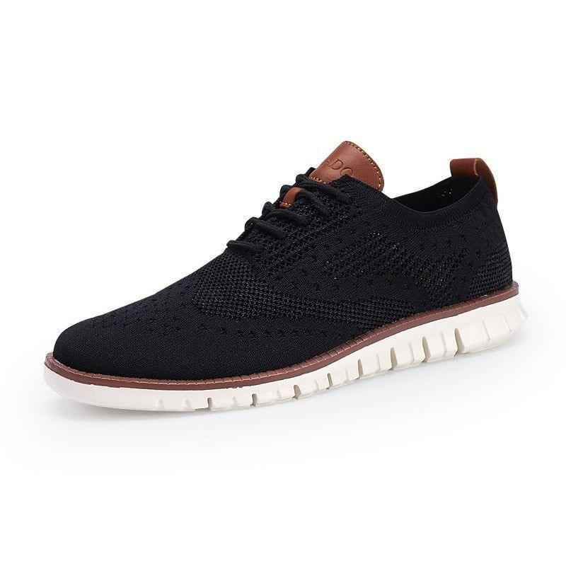 Men's Casual Shoes Lace up lightweight British Dress Footwear Breathable Knitted Mesh Flats - Touchy Style .