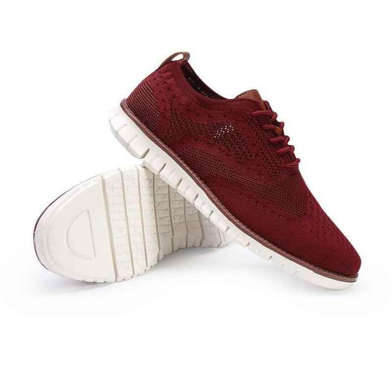 Men's Casual Shoes Lace up lightweight British Dress Footwear Breathable Knitted Mesh Flats - Touchy Style .