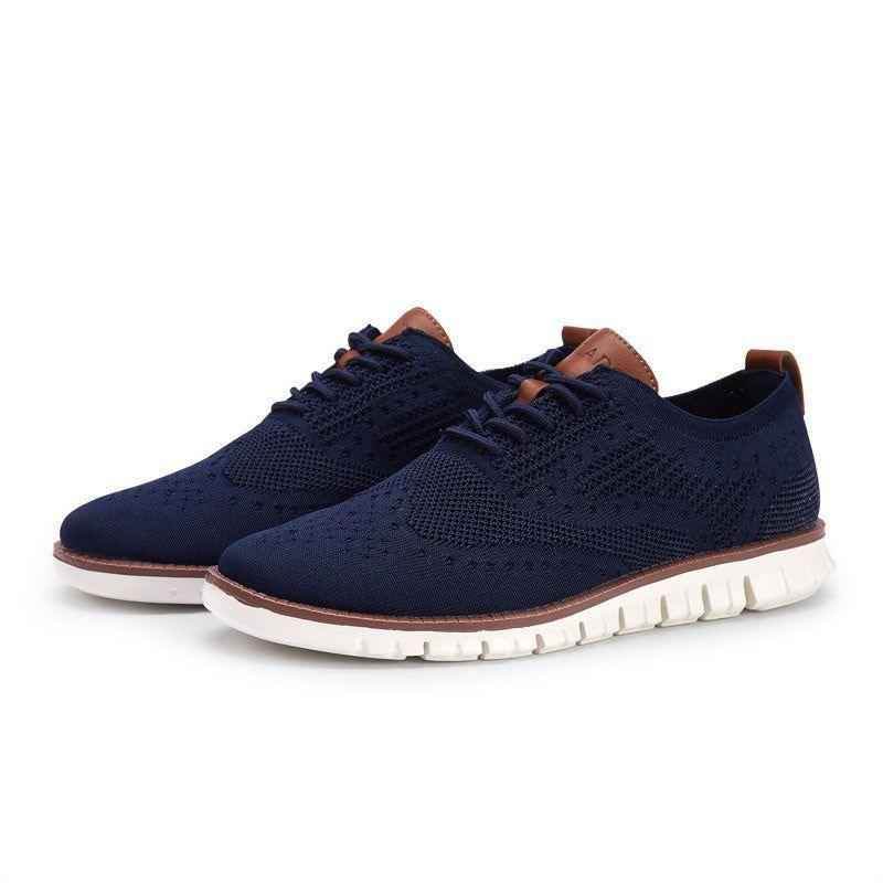 Men's Casual Shoes Lace up lightweight British Dress Footwear Breathable Knitted Mesh Flats - Touchy Style .