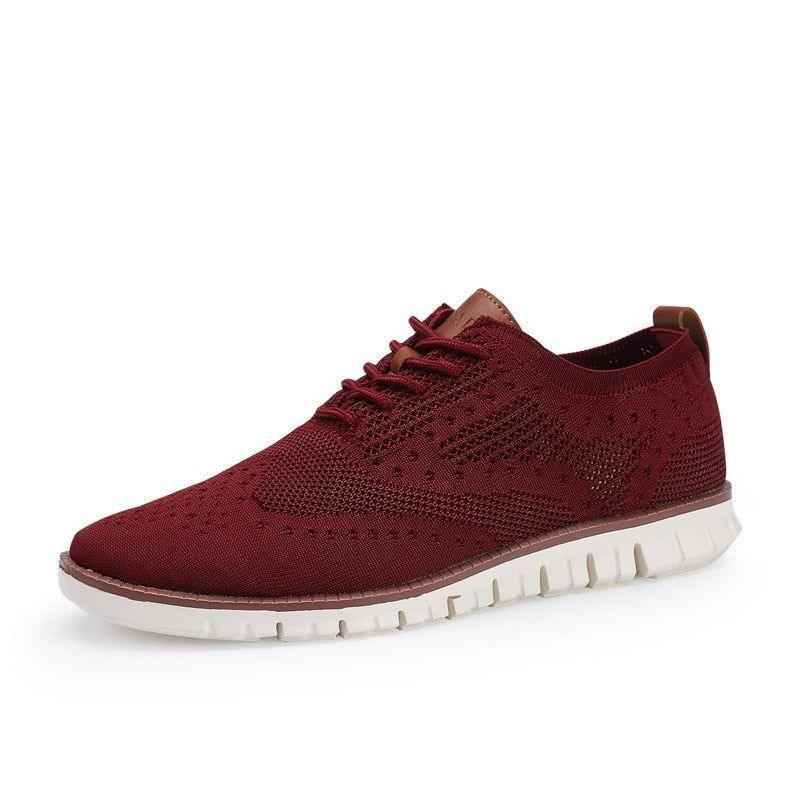 Men's Casual Shoes Lace up lightweight British Dress Footwear Breathable Knitted Mesh Flats - Touchy Style .