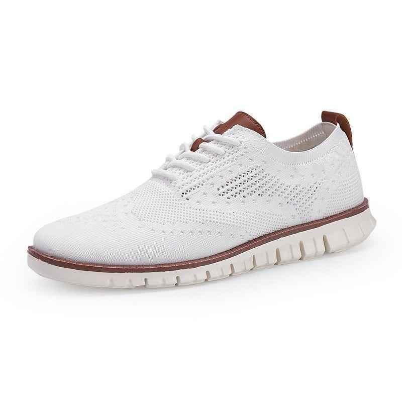 Men's Casual Shoes Lace up lightweight British Dress Footwear Breathable Knitted Mesh Flats - Touchy Style .