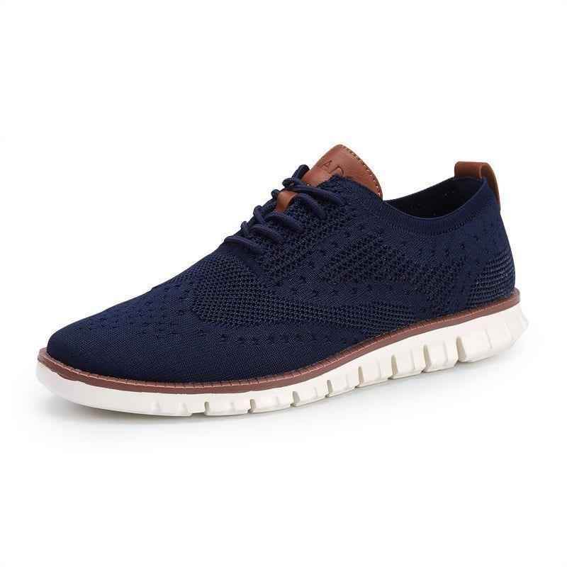 Men's Casual Shoes Lace up lightweight British Dress Footwear Breathable Knitted Mesh Flats - Touchy Style .