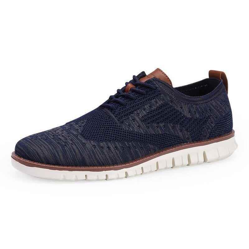 Men's Casual Shoes Lace up lightweight British Dress Footwear Breathable Knitted Mesh Flats - Touchy Style .