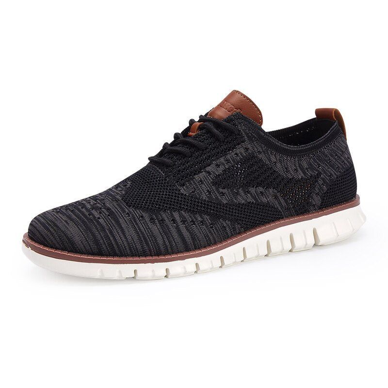 Men's Casual Shoes Lace up lightweight British Dress Footwear Breathable Knitted Mesh Flats - Touchy Style .