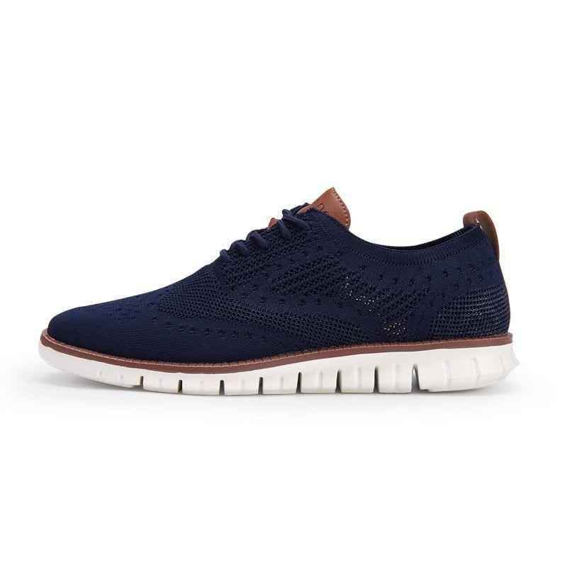 Men's Casual Shoes Lace up lightweight British Dress Footwear Breathable Knitted Mesh Flats - Touchy Style .