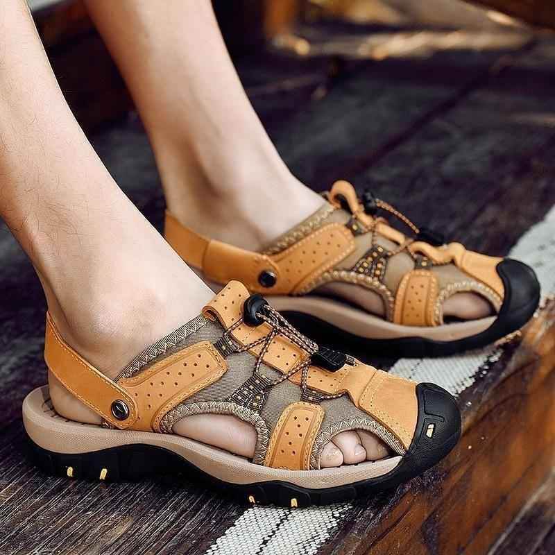 Men's Casual Shoes Sandals Genuine Leather Roman Style Beach Sandals - Touchy Style .