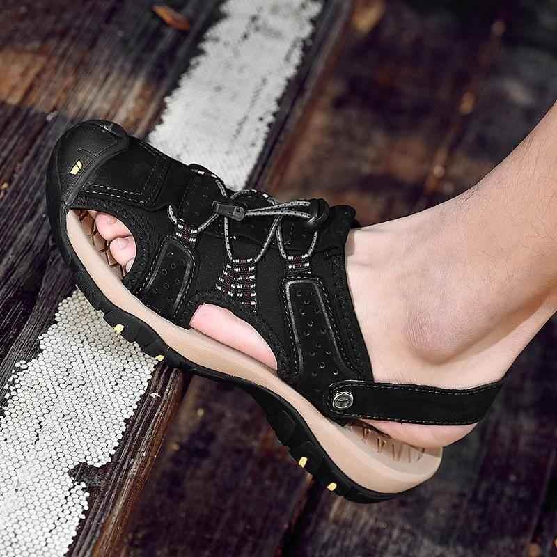Men's Casual Shoes Sandals Genuine Leather Roman Style Beach Sandals - Touchy Style .