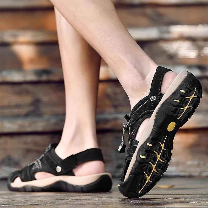 Men's Casual Shoes Sandals Genuine Leather Roman Style Beach Sandals - Touchy Style .