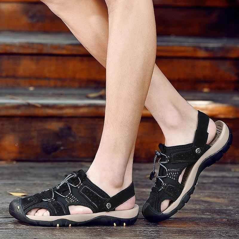 Men's Casual Shoes Sandals Genuine Leather Roman Style Beach Sandals - Touchy Style .