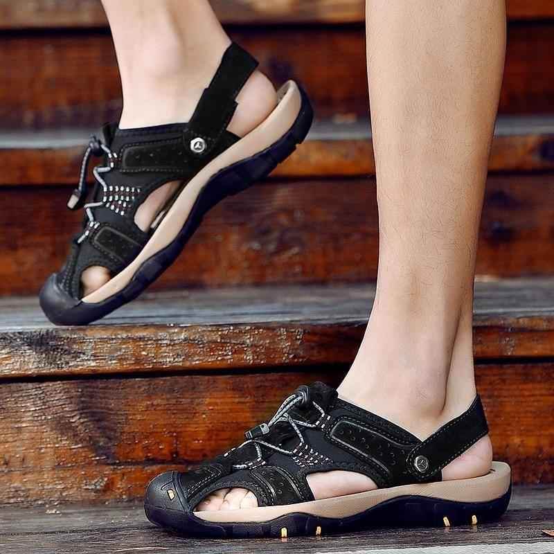 Men's Casual Shoes Sandals Genuine Leather Roman Style Beach Sandals - Touchy Style .