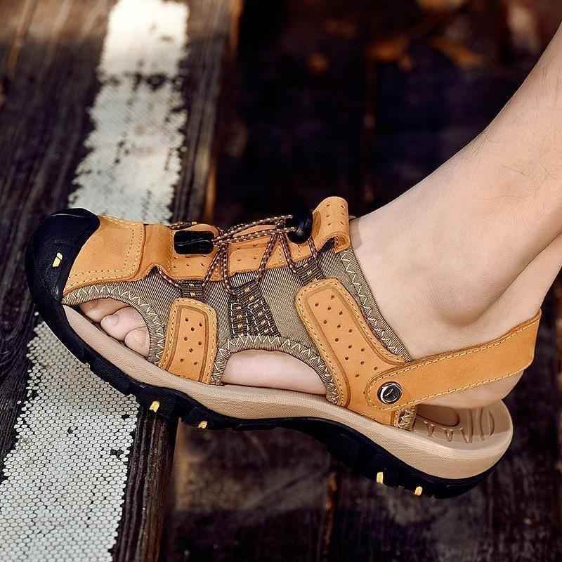 Men's Casual Shoes Sandals Genuine Leather Roman Style Beach Sandals - Touchy Style .
