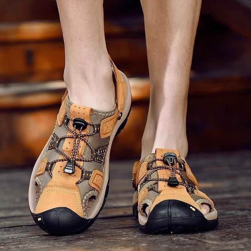 Men's Casual Shoes Sandals Genuine Leather Roman Style Beach Sandals - Touchy Style .