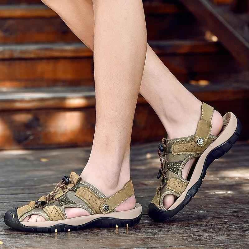Men's Casual Shoes Sandals Genuine Leather Roman Style Beach Sandals - Touchy Style .