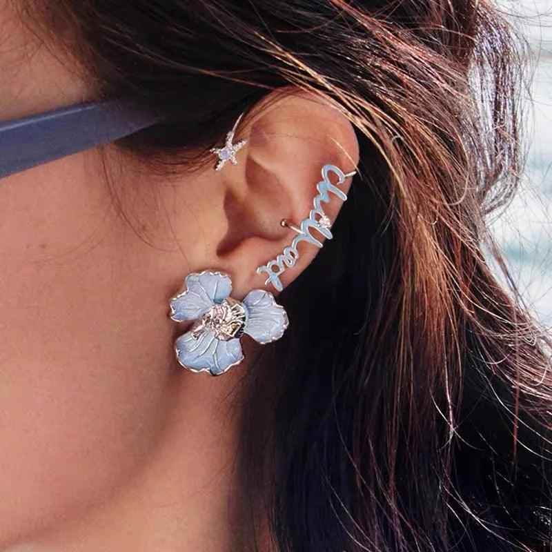 Metal Flower A6644 Fashion Stud Earring Charm Jewelry - Touchy Style .