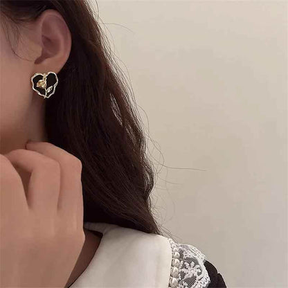 Metal Heart Rose B6614 - Stud Earring Charm Jewelry - Touchy Style