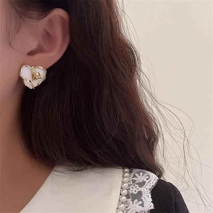 Metal Heart Rose B6614 - Stud Earring Charm Jewelry - Touchy Style