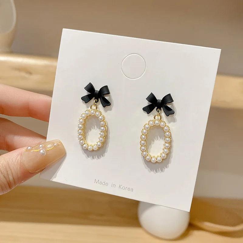 Mini Earrings Charm Jewelry XYS0220 Bowknot Sweet Pearls - Touchy Style .