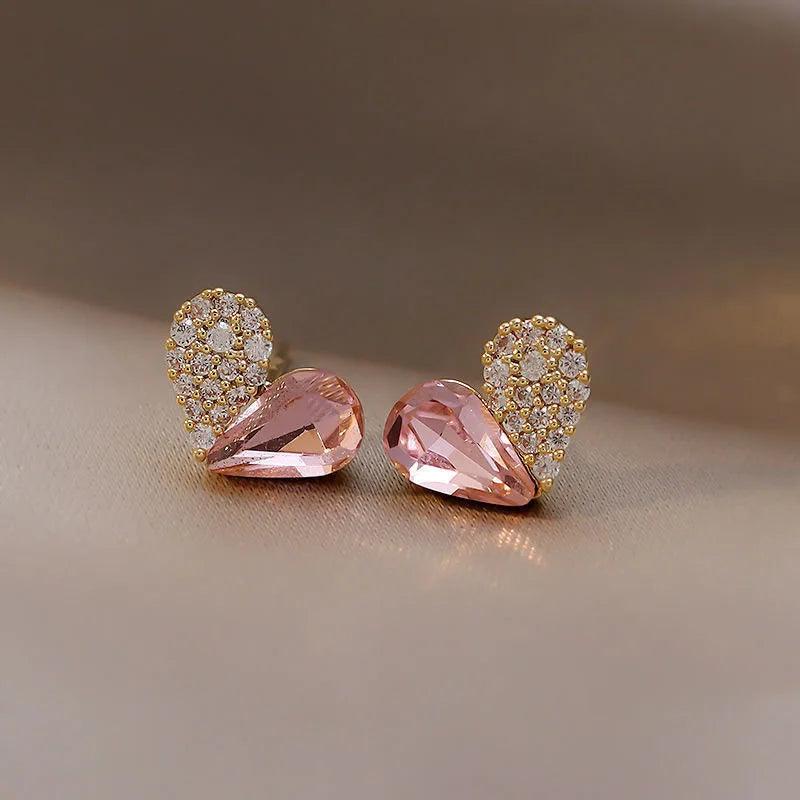 Mini Heart Crystal Earrings Charm Jewelry XYS0210 Sweet Accessories - Touchy Style .