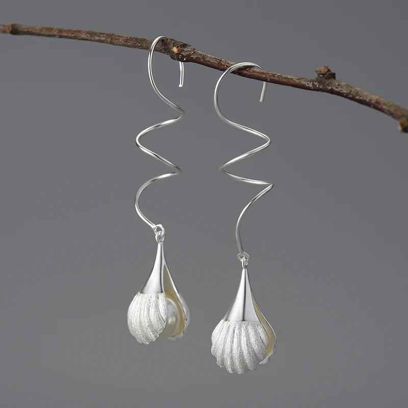 Mother of Pearl LFJB0296 Long Earring Charm Jewelry 925 Sterling Silver - Touchy Style