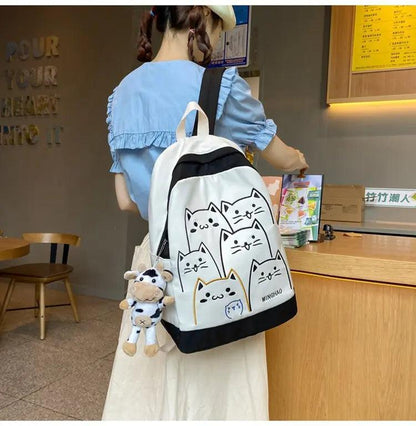 NBCB143 Cool Backpack - School Book Bags - Cute Cat Pattern - Touchy Style