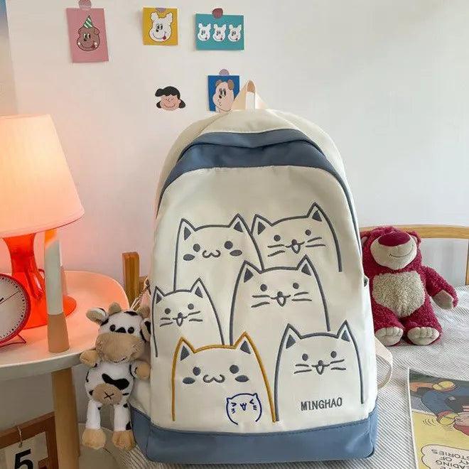 NBCB143 Cool Backpack - School Book Bags - Cute Cat Pattern - Touchy Style