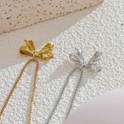 Necklace Charm Jewelry - Bowknot Small Pendant - Stainless Steel - TSJ44 - Touchy Style