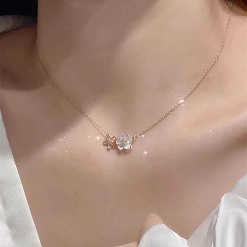 Necklace Charm Jewelry - Cherry Blossom Flower Dazzling - TSJ113 - Touchy Style