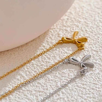 Necklace Charm Jewelry - Chic Stainless Steel Bowknot - TSJ65 - Touchy Style
