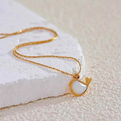 Necklace Charm Jewelry - Natural Shell - Whale Pendant - YH3876A - Touchy Style