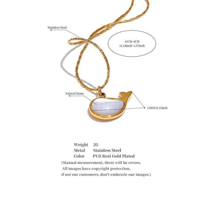 Necklace Charm Jewelry - Natural Shell - Whale Pendant - YH3876A - Touchy Style