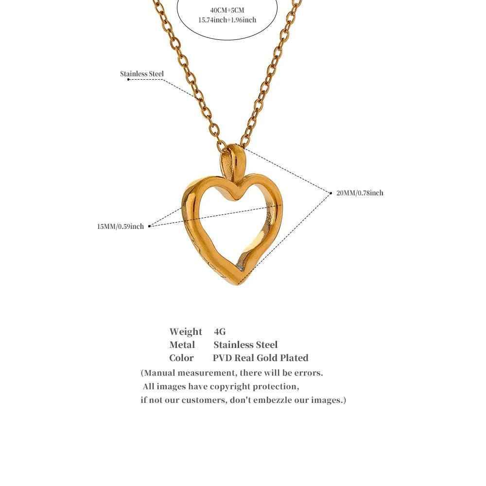 Necklace Charm Jewelry - Stainless Steel - Heart Hollow Cast Pendant - TSJ49 - Touchy Style