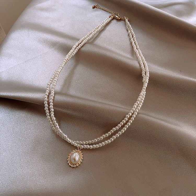 Necklaces Charm Jewelry Mini Pearl With Double Layers 