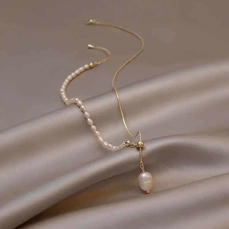 Necklaces Charm Jewelry NCJSO27 Elegant Natural Baroque Pearl Chain - Touchy Style